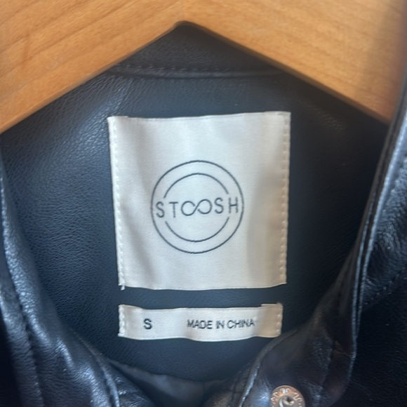 Stoosh Robyn Faux Leather Racing Jacket Front Zip Vegan Leather Womens Size S - Picture 7 of 10